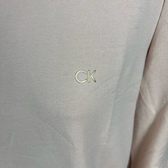Calvin Klein Sweatshirt Crew Neck Blush Pink Tan Gathered Sleeves CK Logo XS - Picture 6 of 16